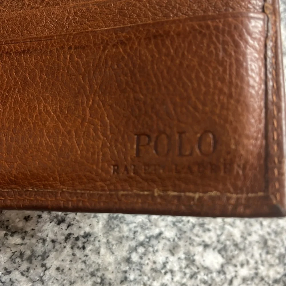 Polo Ralph Lauren Bifold Wallet Pebbled Leather brown used